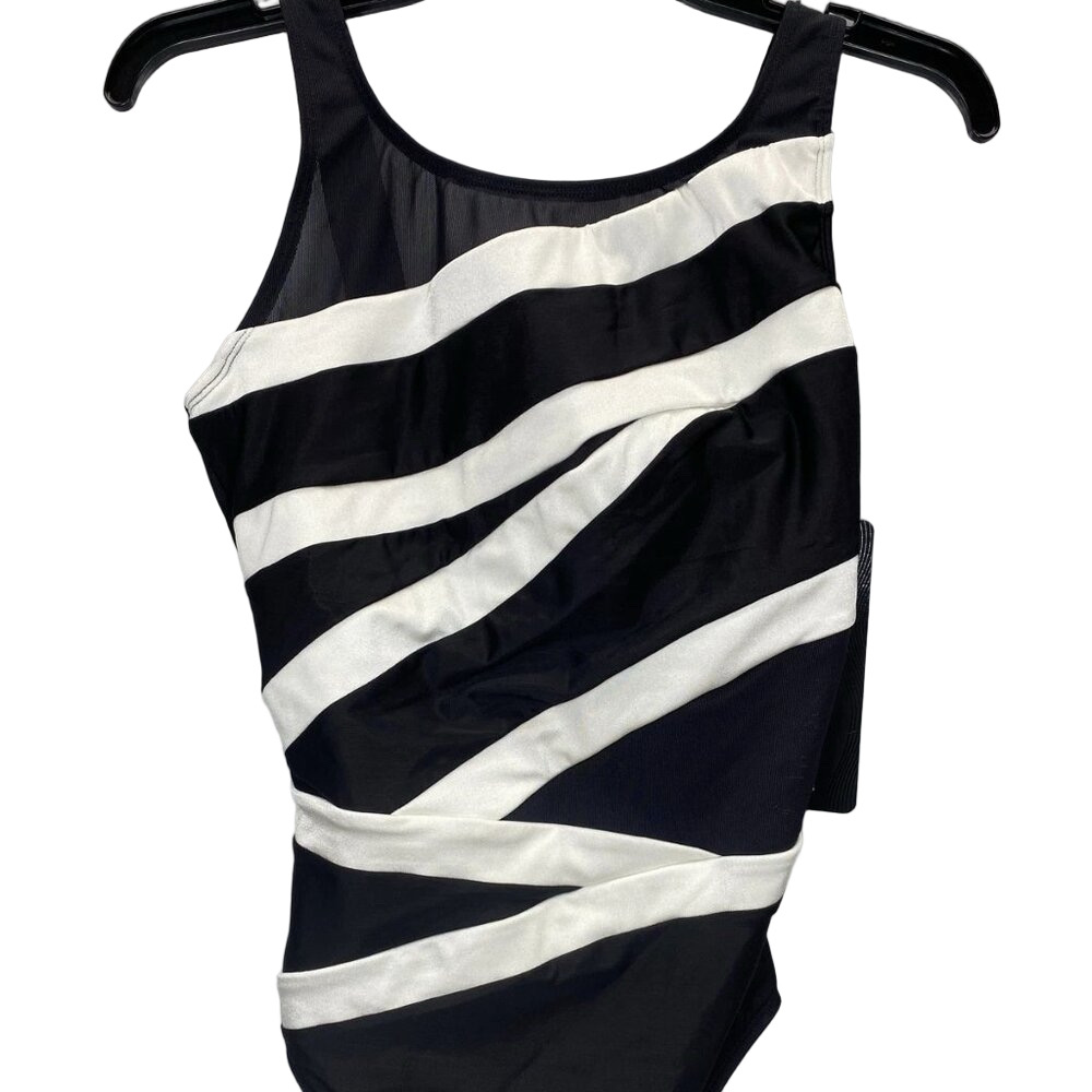 NEW MIRACLESUIT Somer Pointe Spectra One-Piece Swimsuit • Size 12 • Black/White